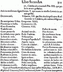 Upper half of Page 311, detailing the final part of the "Prophetia S. Malachiae Archiepiscopi, de Summis Pontificibus"